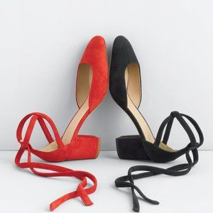 J. Crew Sophia Ankle-Wrap Pumps Suede Black [sz 6/36] Made in Italy